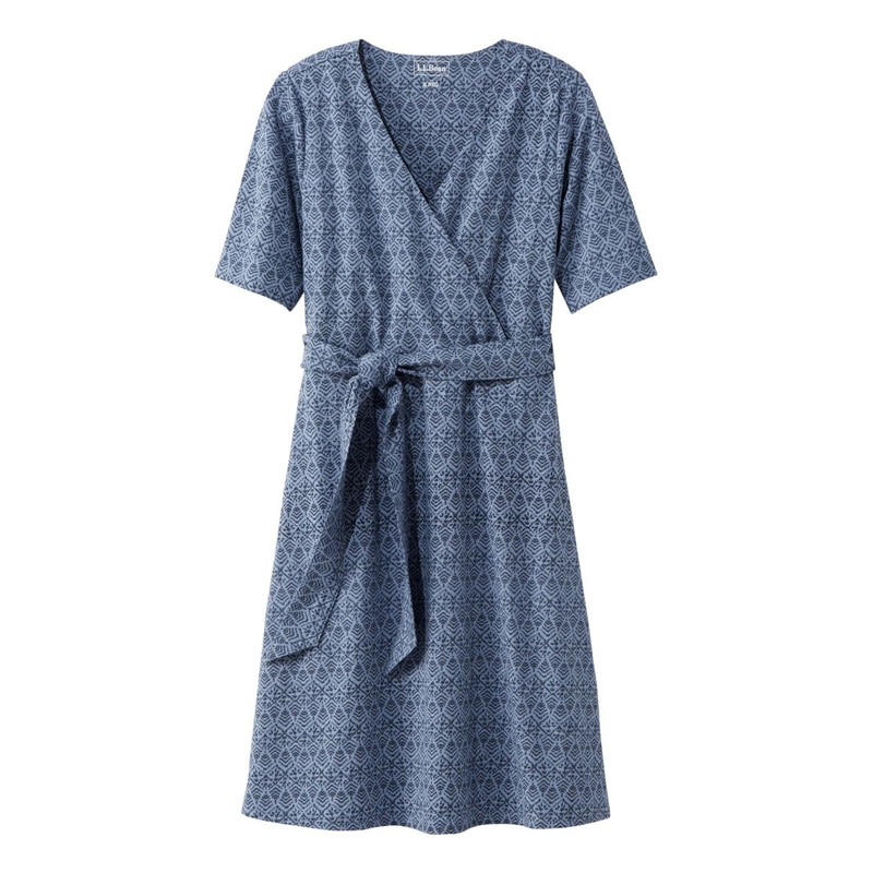 ジャパン・フィット コットン/テンセル・ドレス、ひじ丈袖 プリント